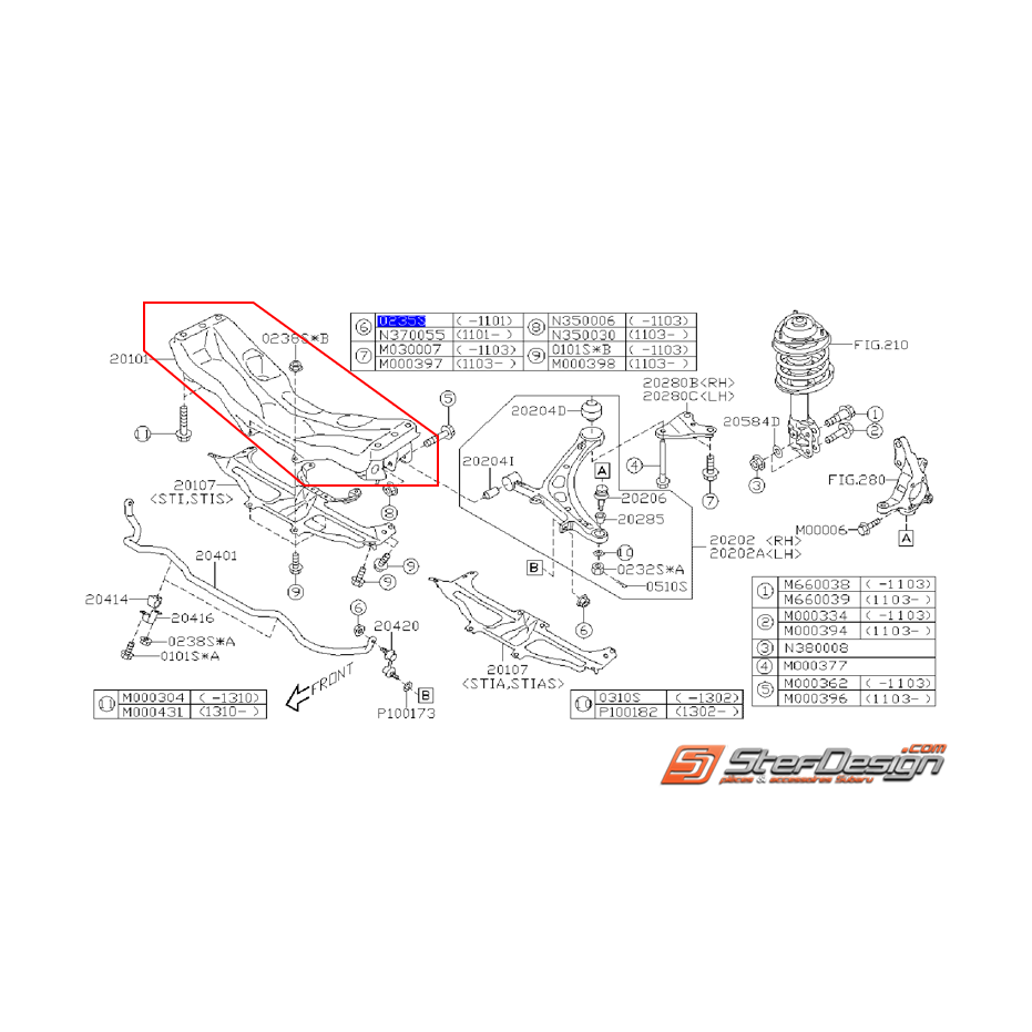 Berceau avant origine SUBARU WRX/STI 08-14