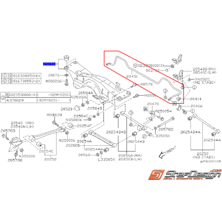 Barre stabilisatrice arrière origine SUBARU WRX 09-11