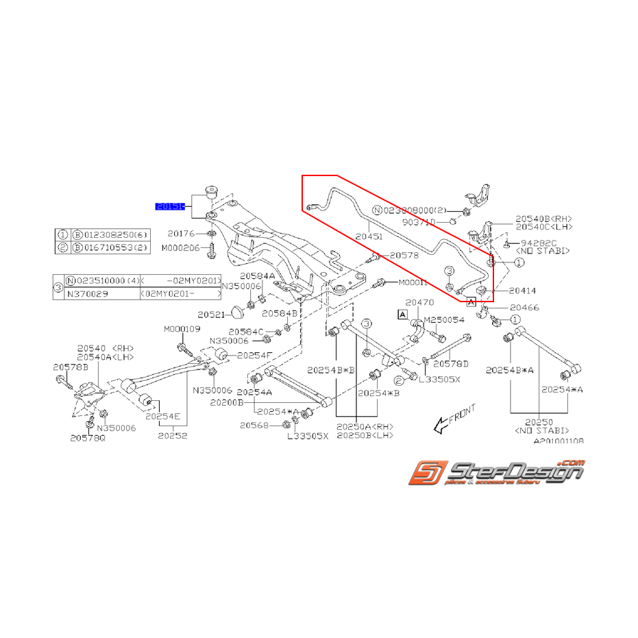 Barre stabilisatrice arrière origine SUBARU WRX 09-11 Barre stabilisatrice arrière origine SUBARU WRX 09-11