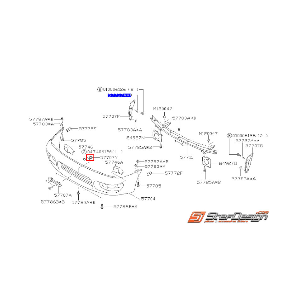 Support centrale pare-choc GT 93-00