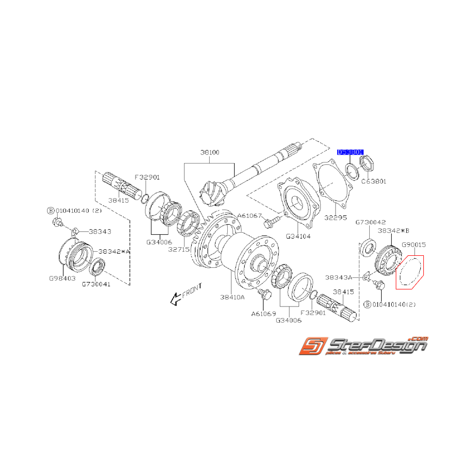 Joint torique différentiel gauche SUBARU STI 02-07