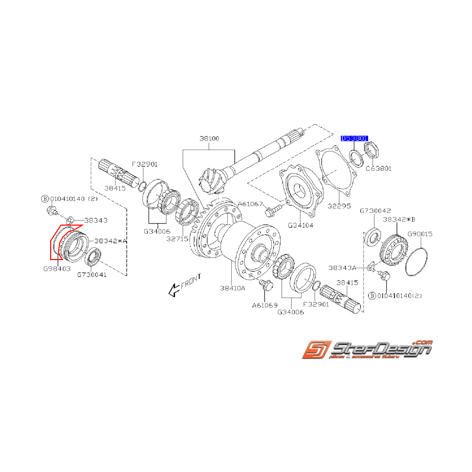 Joint torique différentiel droit origine SUBARU STI 02-19
