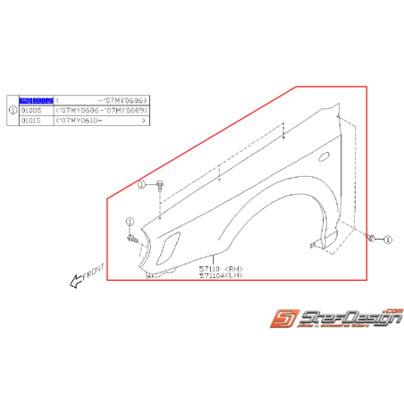 Aile avant origine WRX 03-05 Break