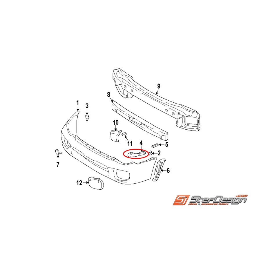 Support de pare-choc latéral WRX/STI 01-02