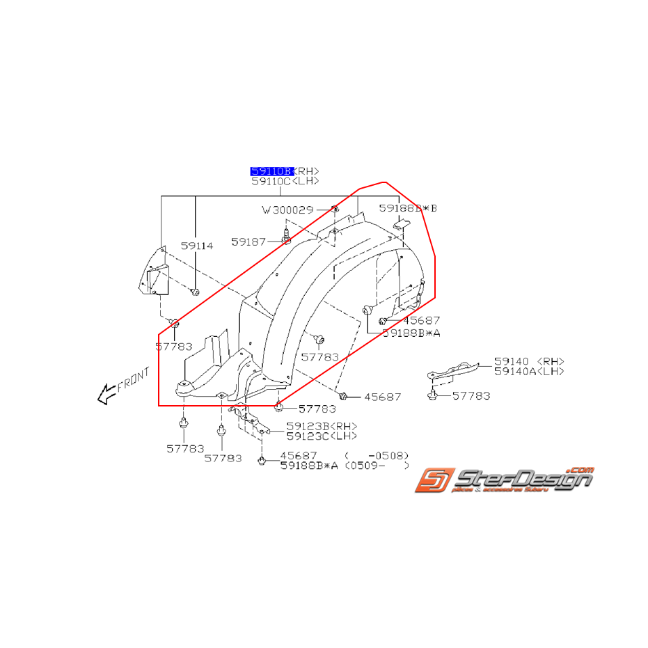 Pare boue avant 06-07 2.0L R