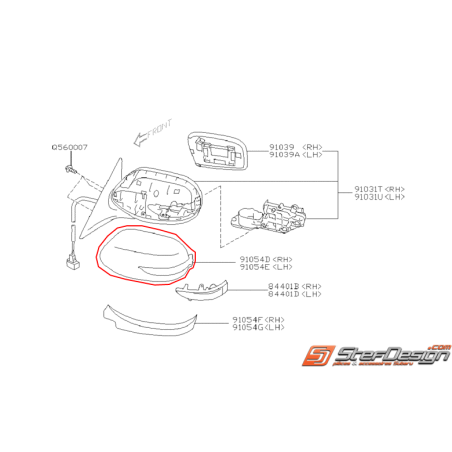 Couvercle de rétroviseur STI 08-14