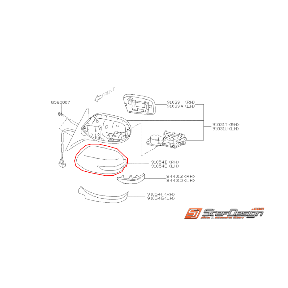 Couvercle de rétroviseur STI 08-14