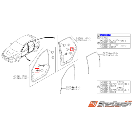 Clips fixation joint étanchéité de porte WRX/STI 08-14