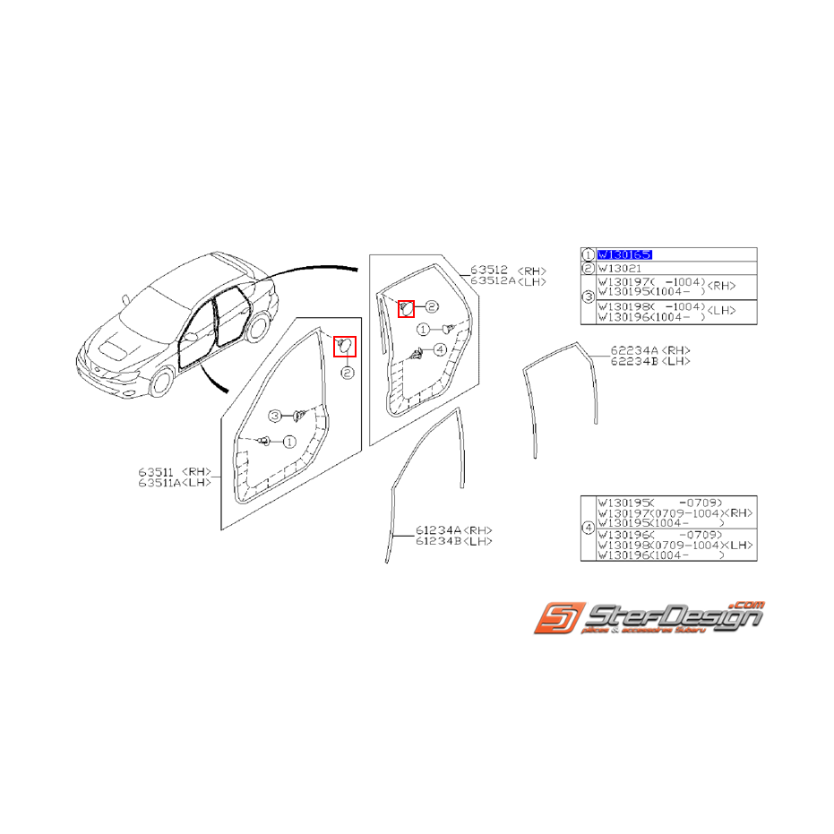 Clips n°2 fixation joint étanchéité porte WRX/STI 08-14