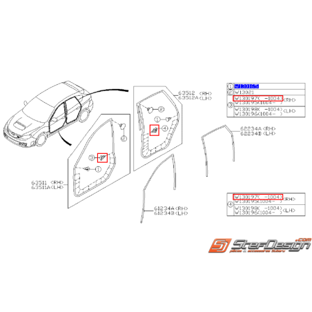 Clips fixation joint étanchéité porte droite WRX/STI 08-10