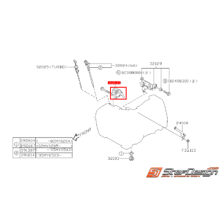 Support d'os de boite GT 93-00 SUBARU WRX 01-11