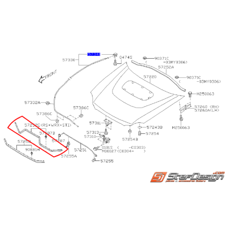 Joint de capot avant SUBARU STI 03-05