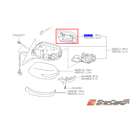 Glace rétroviseur dégivrante WRX/STI 08-14