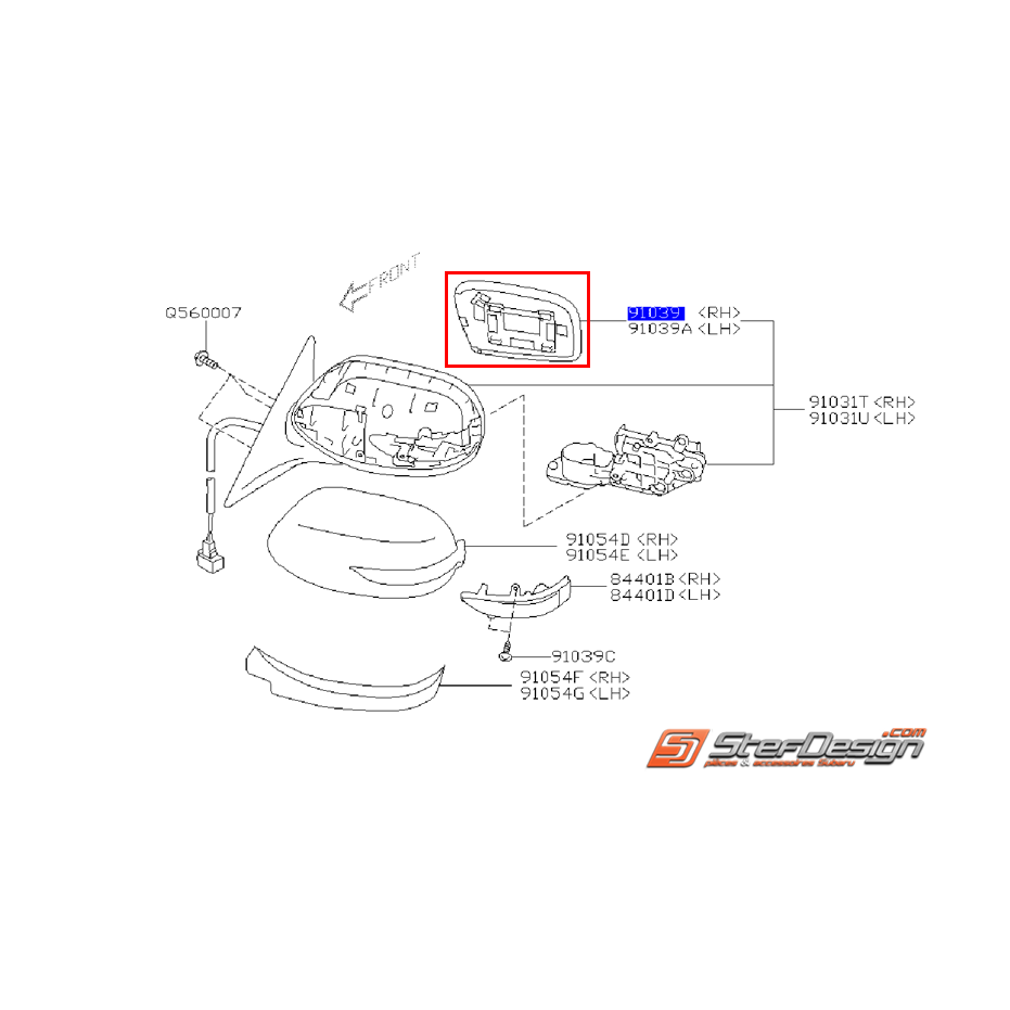 Glace rétroviseur dégivrante WRX/STI 08-14