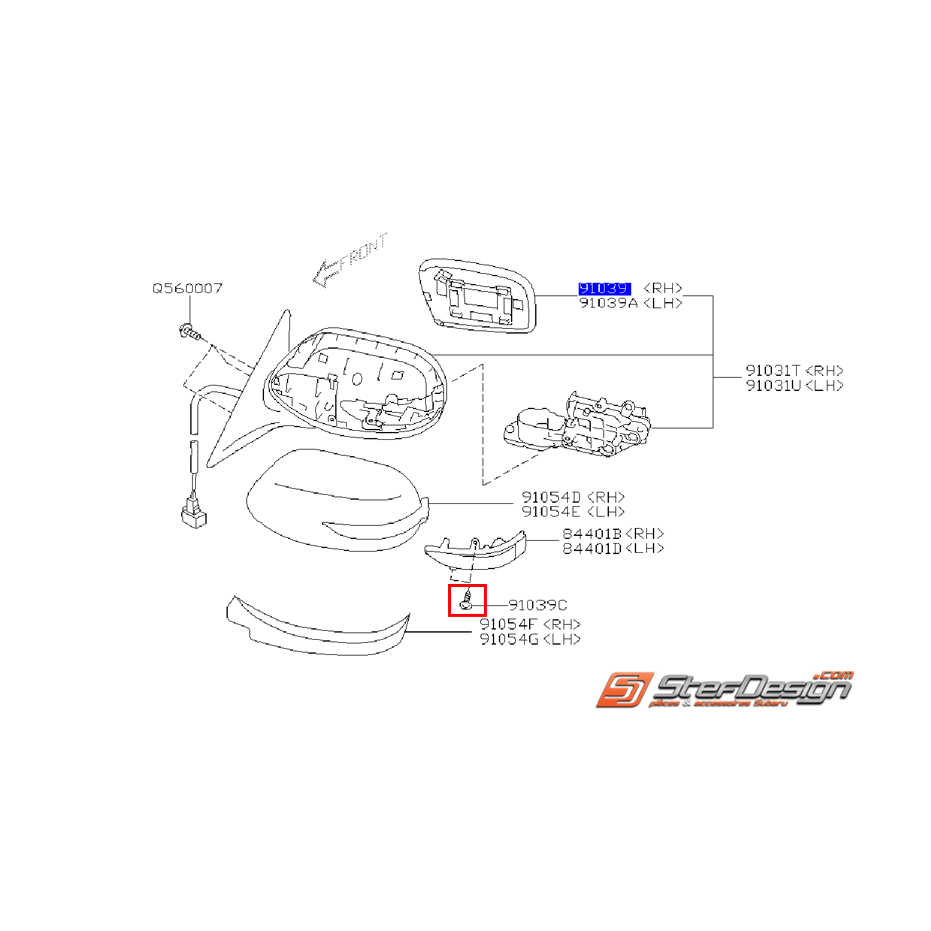 Vis de fixation de coque rétroviseur STI 08-14