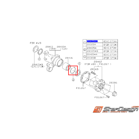 Circlips roulement arrière GT 93-00 WRX 01-07