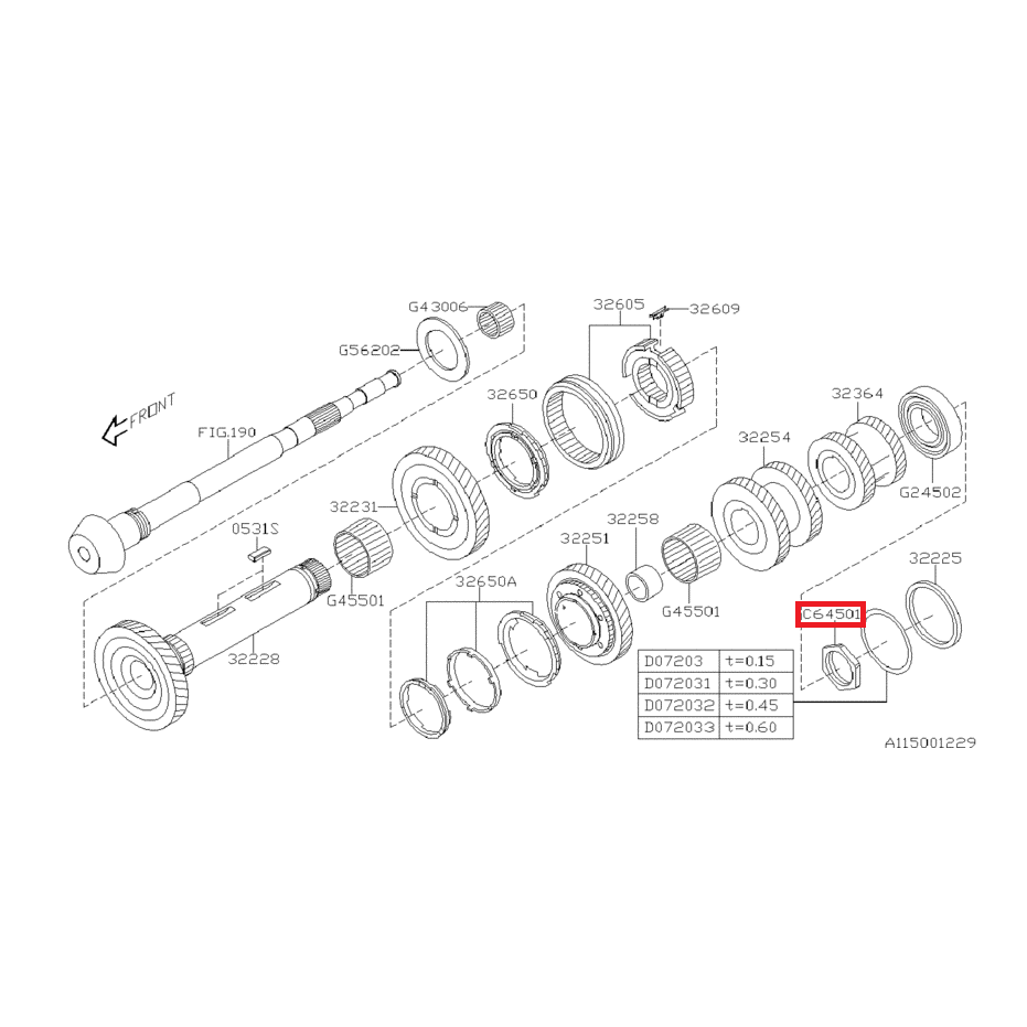 Ecrou d'arbre secondaire boite 6 STI