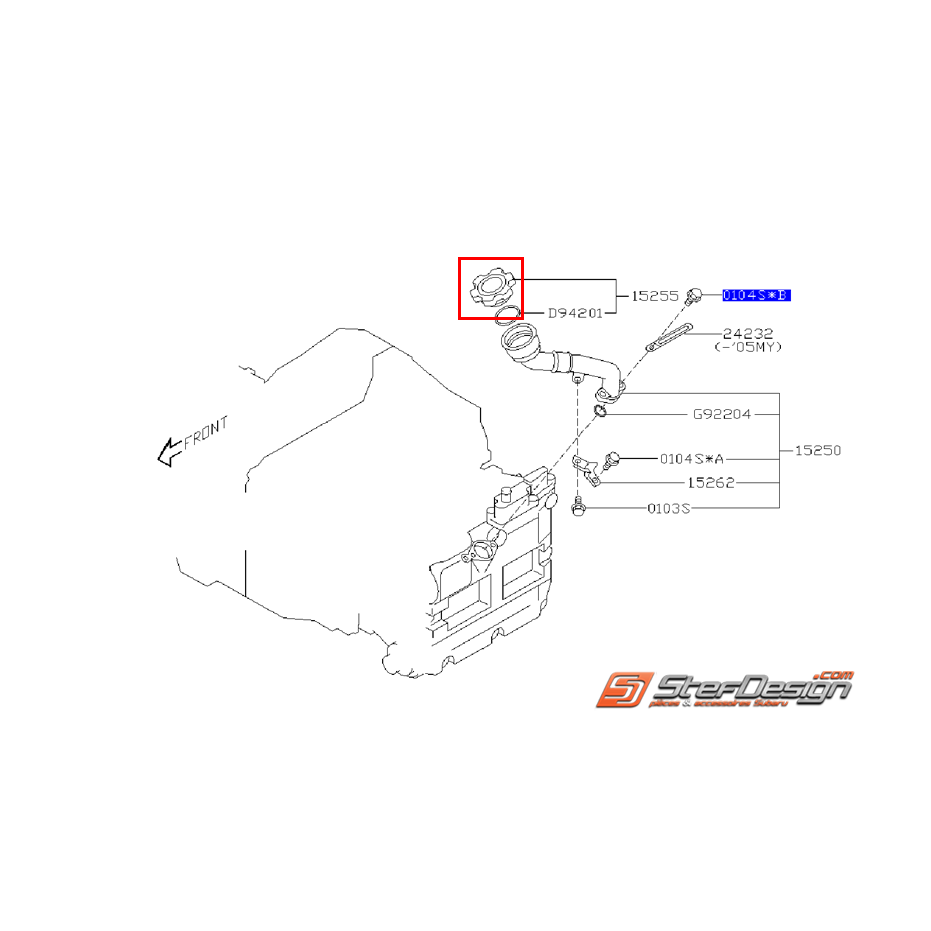 Bouchon remplissage d'huile SUBARU WRX/STI de 2001 à 31/03/2003