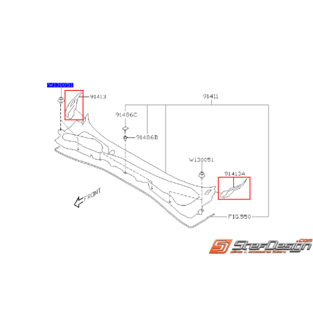 Cache baie de parebrise WRX/STI 08-14