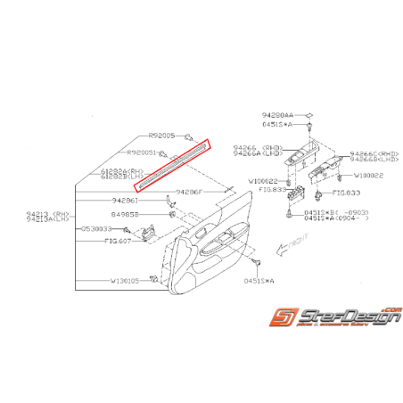 Lèches vitres intérieur de porte avant WRX/STI 08-14