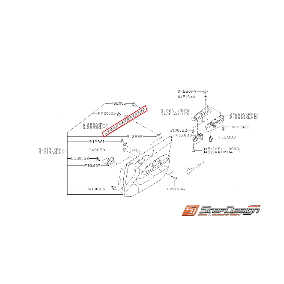 Lèches vitres intérieur de porte avant WRX/STI 08-14 Lèches vitres intérieur de porte avant WRX/STI 08-14