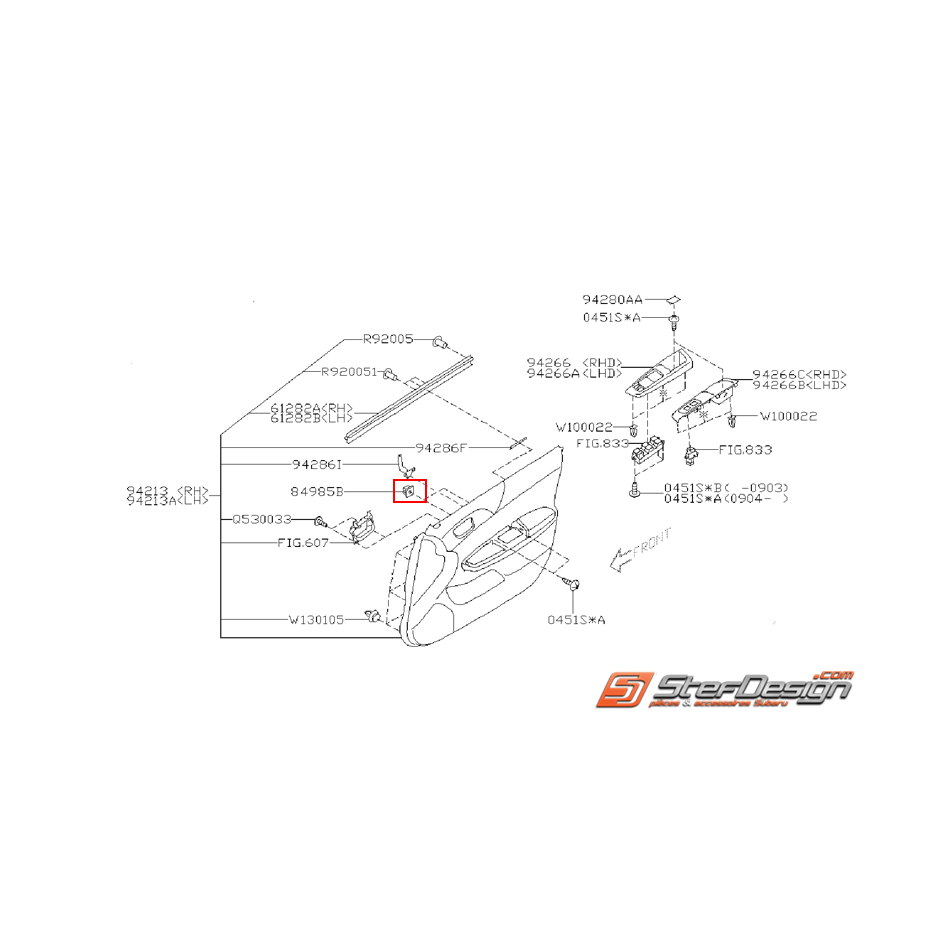 Guide de vis garniture de porte WRX/STI 08-14 Guide de vis garniture de porte WRX/STI 08-14