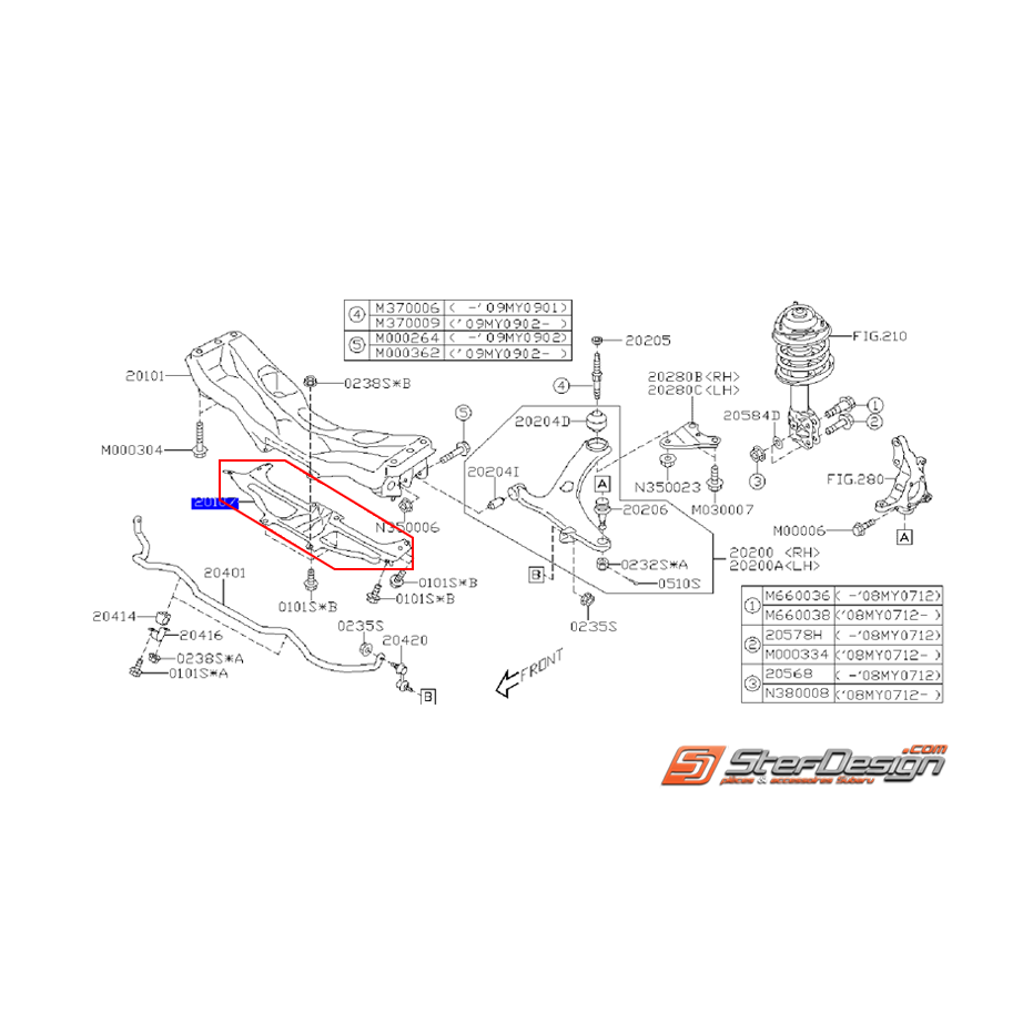 Support de berceau avant WRX 08-11