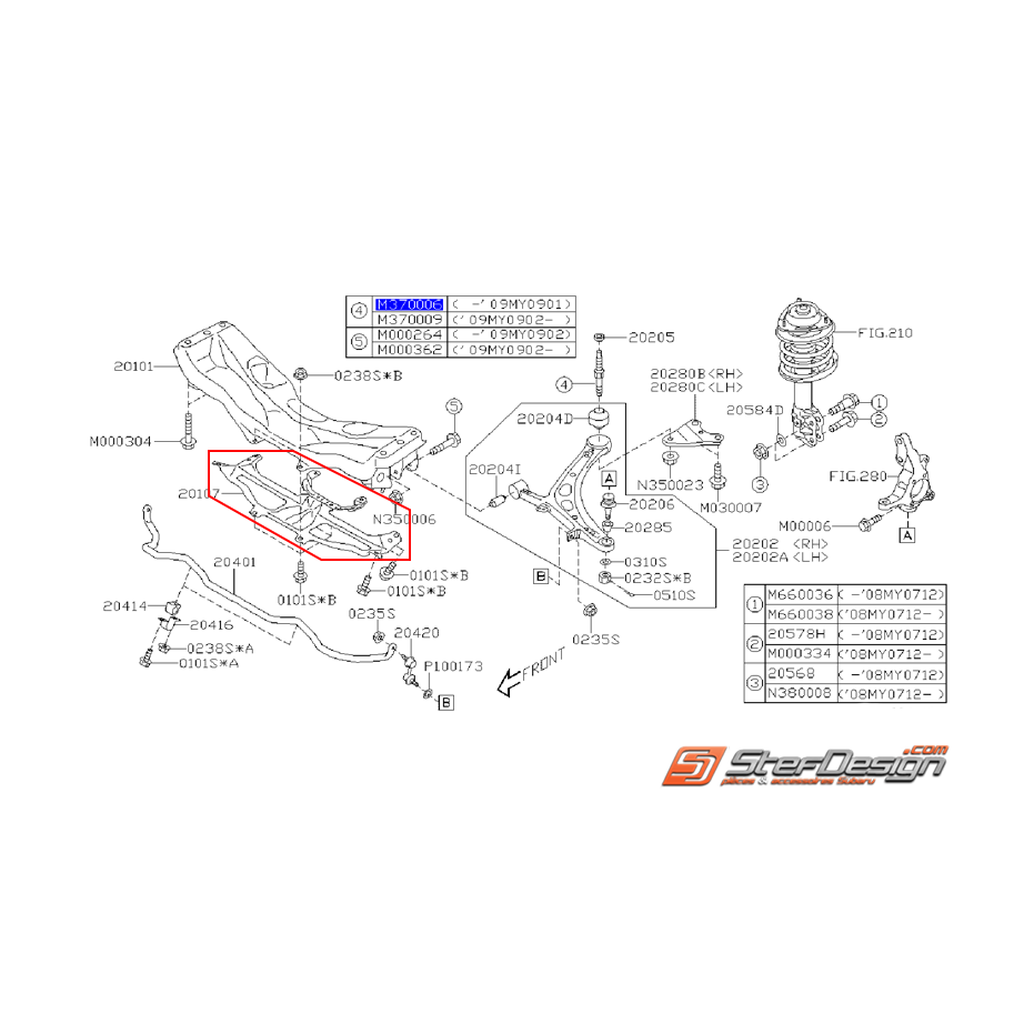 Support de berceau avant STI 08-14 Support de berceau avant STI 08-14