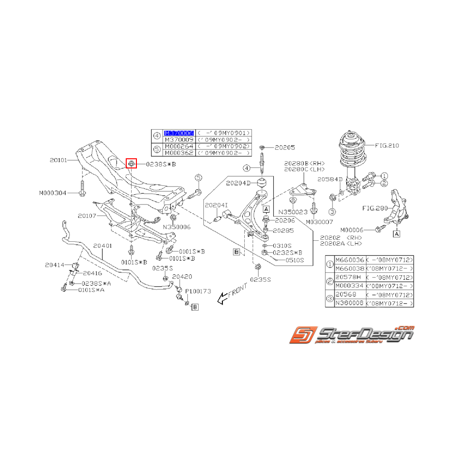 Écrou traverse de renfort pare-choc WRX/STI 01-05