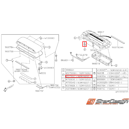 Vis pare choc arrière et avant STI 10-14 WRX 08 au 01/09 