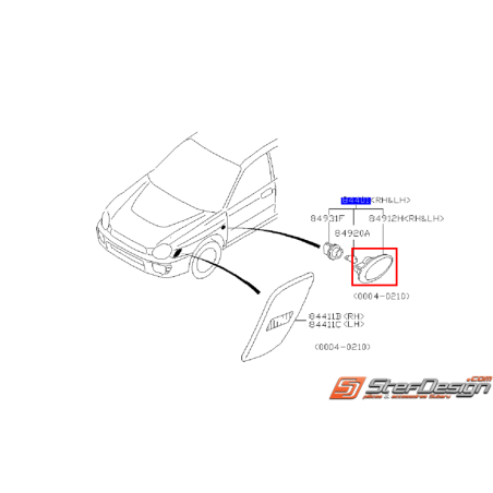 Répétiteur d'aile origine orange WRX/STI 01-02