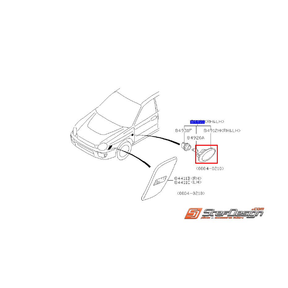 Répétiteur d'aile origine orange WRX/STI 01-02