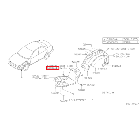 Clips passage de roue subaru GT 99-00