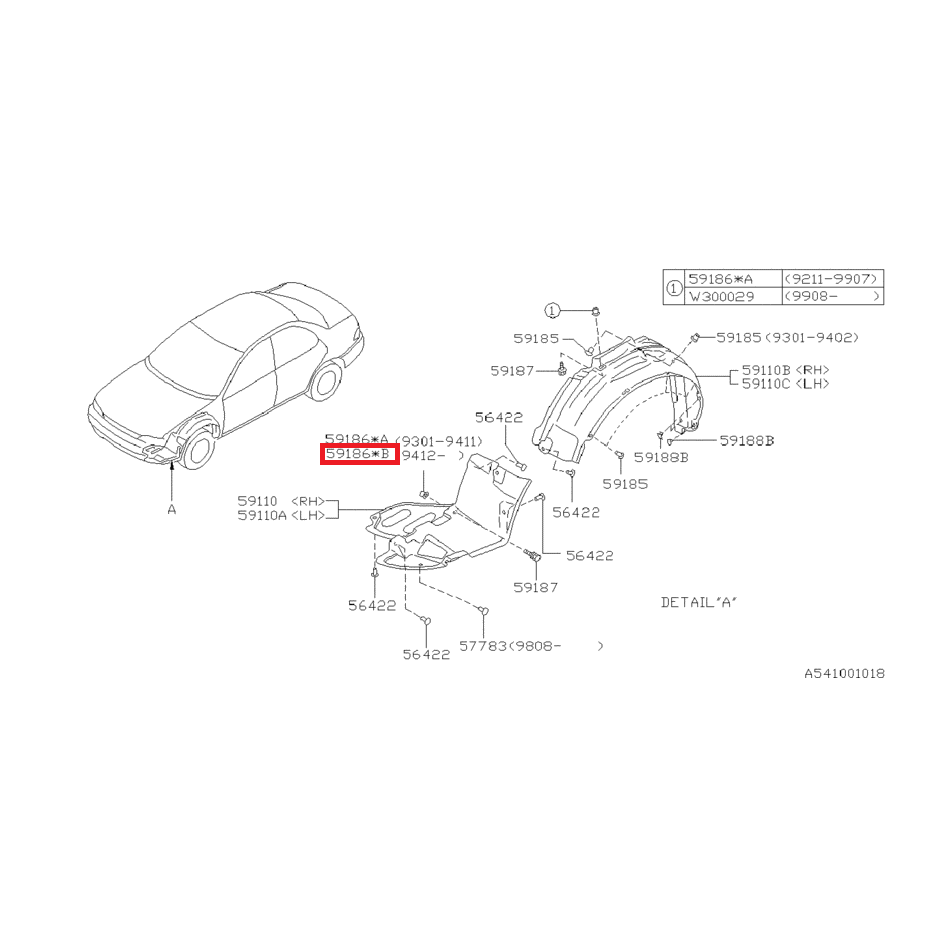 Clips passage de roue subaru GT 99-00