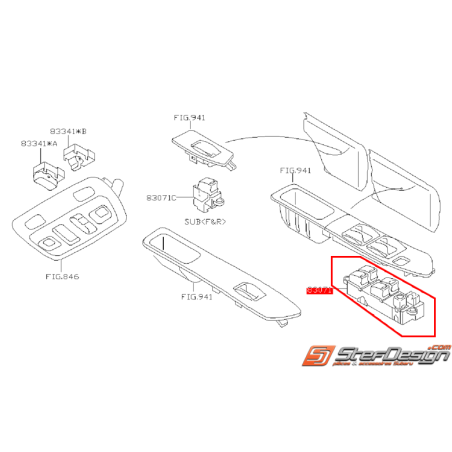 Interrupteur lève vitre gauche conducteur porte avant WRX/STI 03-04