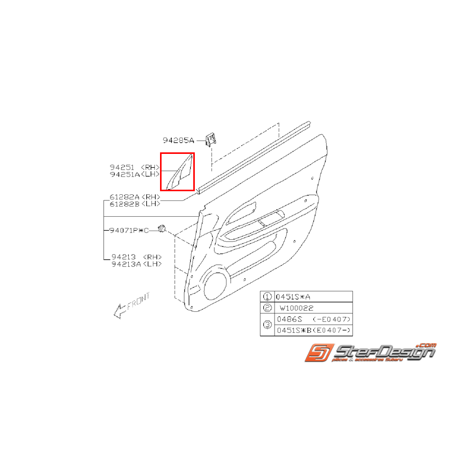 Gousset de porte avant WRX/STI 01-07 Gousset de porte avant WRX/STI 01-07
