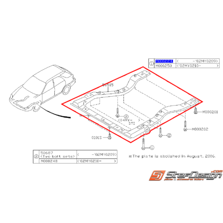 Berceau en U avant-STI 01-03 WRX 01-07