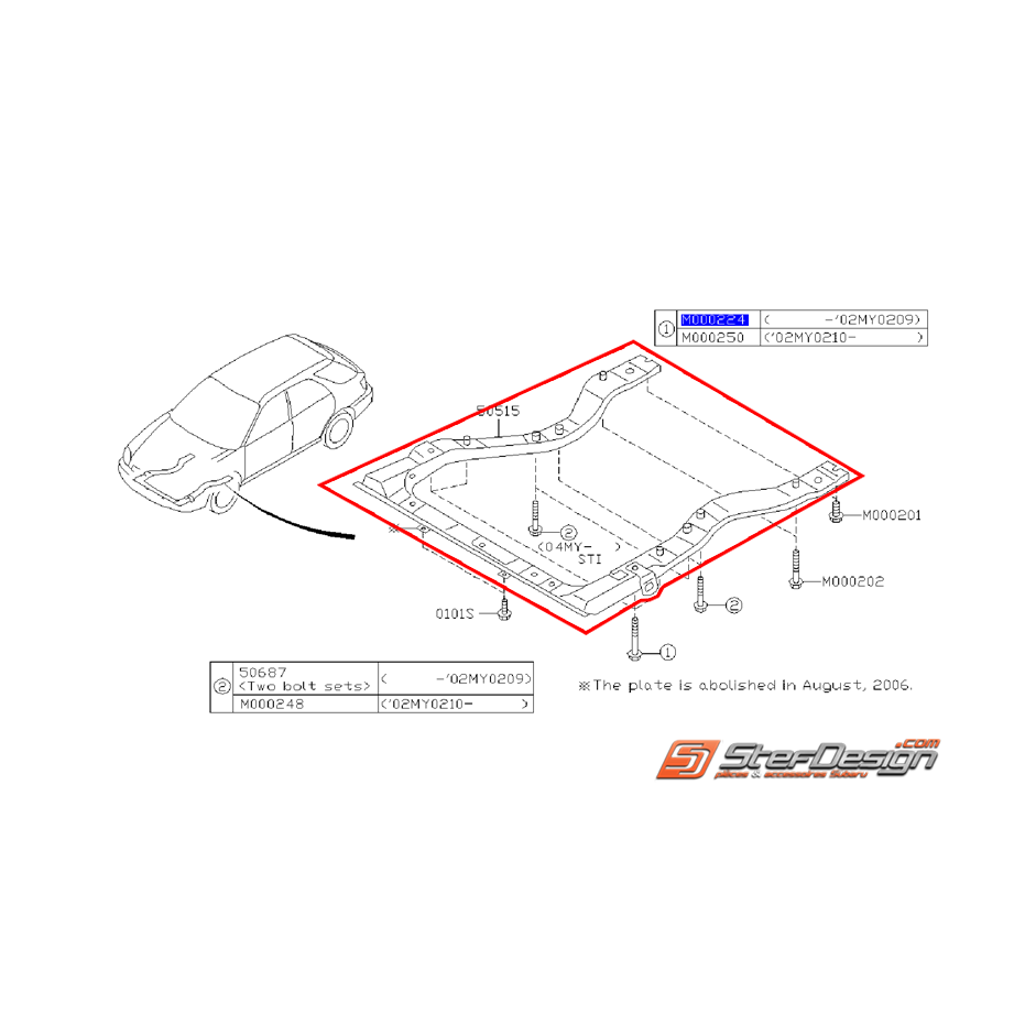 Berceau en U origine subaru STI 04-07 