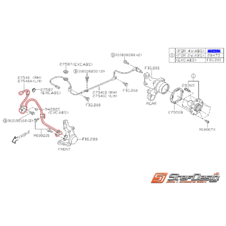 Capteur ABS avant origine subaru STI 01-06 WRX 01-06