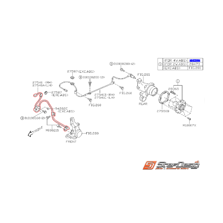 Capteur ABS avant origine subaru STI 01-06 WRX 01-06