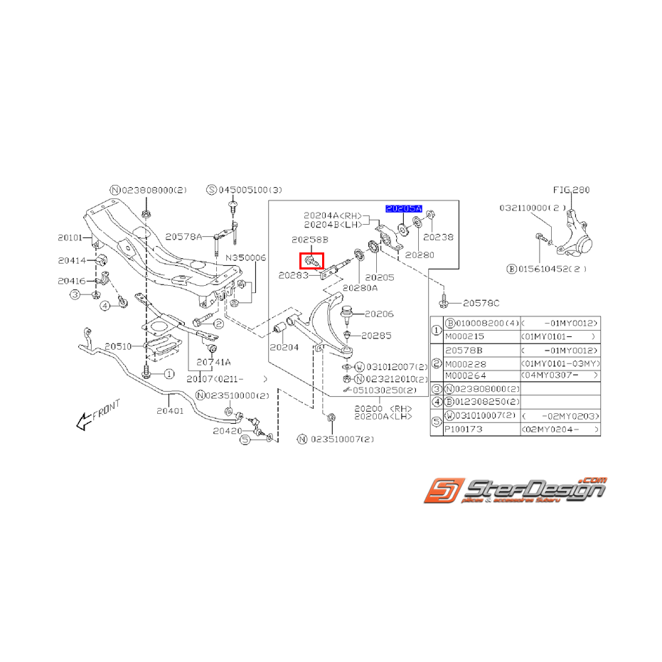 Boulon fixation d'axe triangle alu origine STI 01-07 Boulon fixation d'axe triangle alu origine STI 01-07