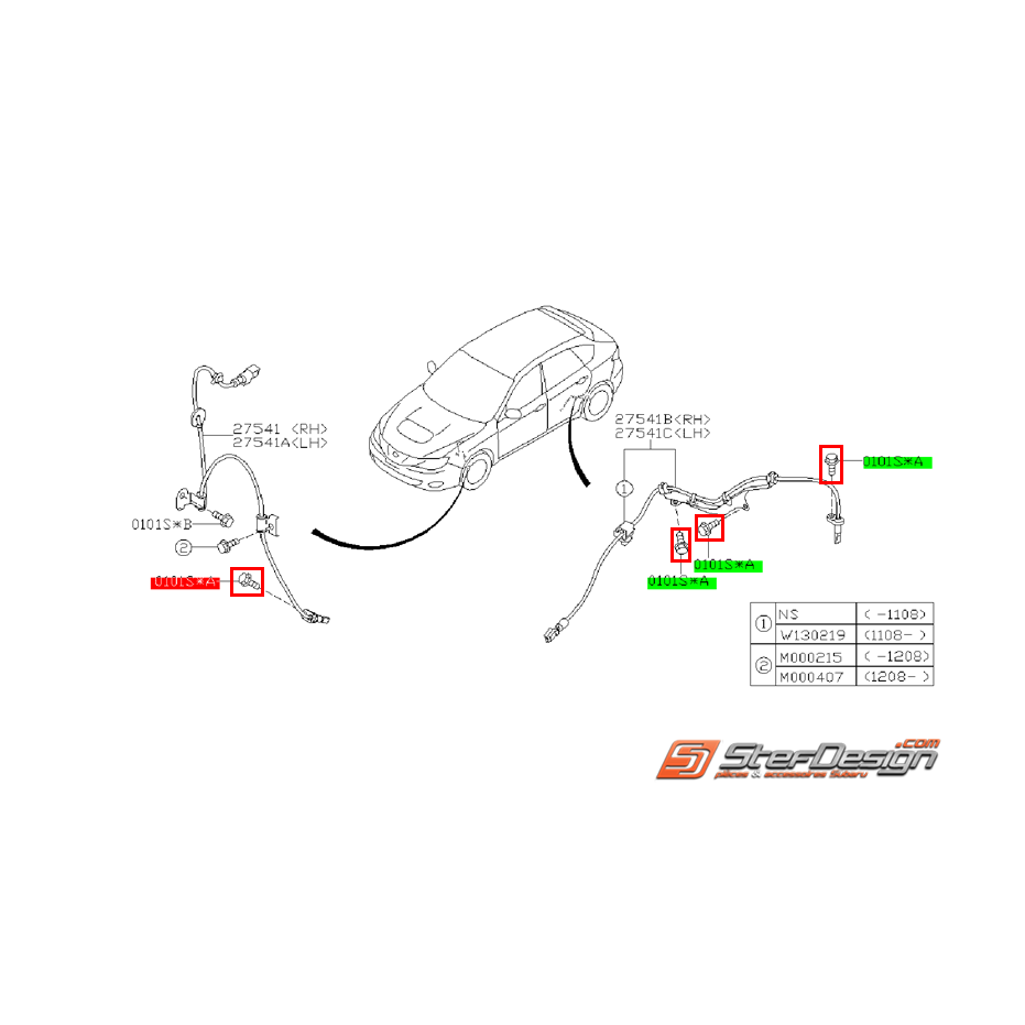 Vis de fixation capteur ABS avant/arrière origine subaru WRX/STI 08-14
