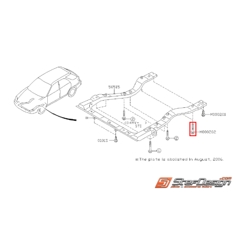 Boulon bis de fixation berceau en U origine subaru WRX/STI 01-07