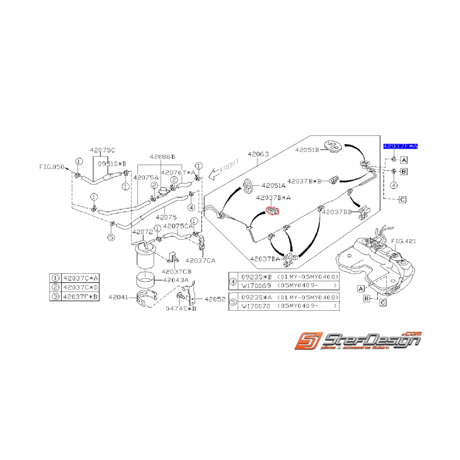 Attache N°2 durite de carburant origine subaru WRX/STI 01-05