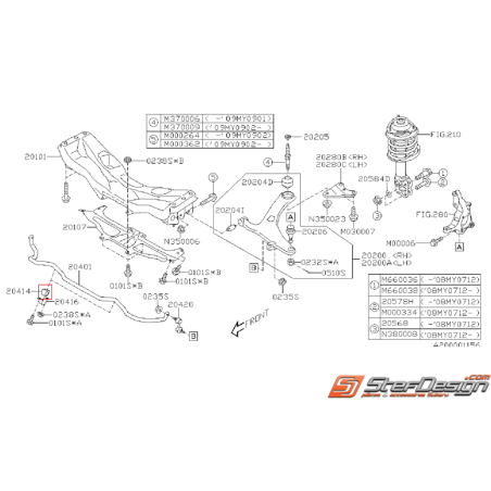 Silent bloc de barre stabilisatrice avant origine subaru WRX 08-10 