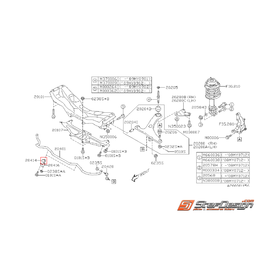 Silent bloc de barre stabilisatrice avant origine subaru WRX 08-10 