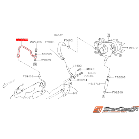 Durite de graissage turbo supérieur origine subaru STI 08-14