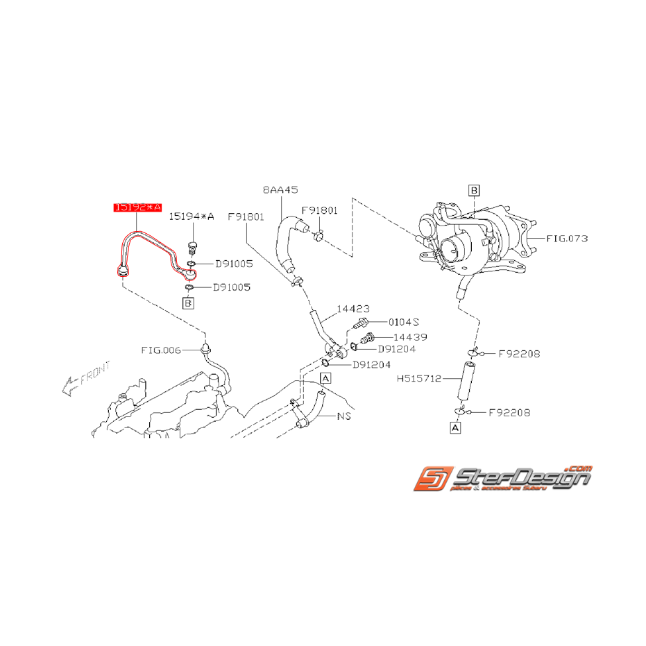 Durite de graissage turbo supérieur origine subaru STI 08-14