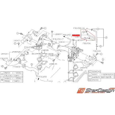 Durite d'eau de préchauffage origine subaru WRX/STI 01-04