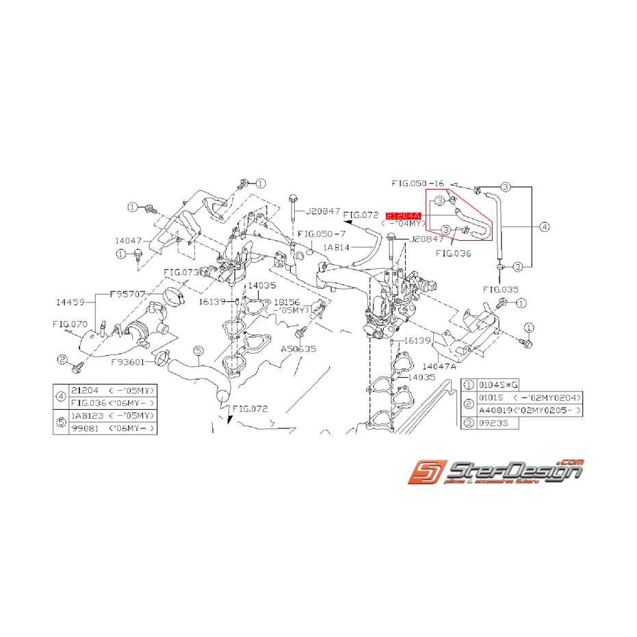 Durite d'eau de préchauffage origine subaru WRX/STI 01-04 Durite d'eau de préchauffage origine subaru WRX/STI 01-04